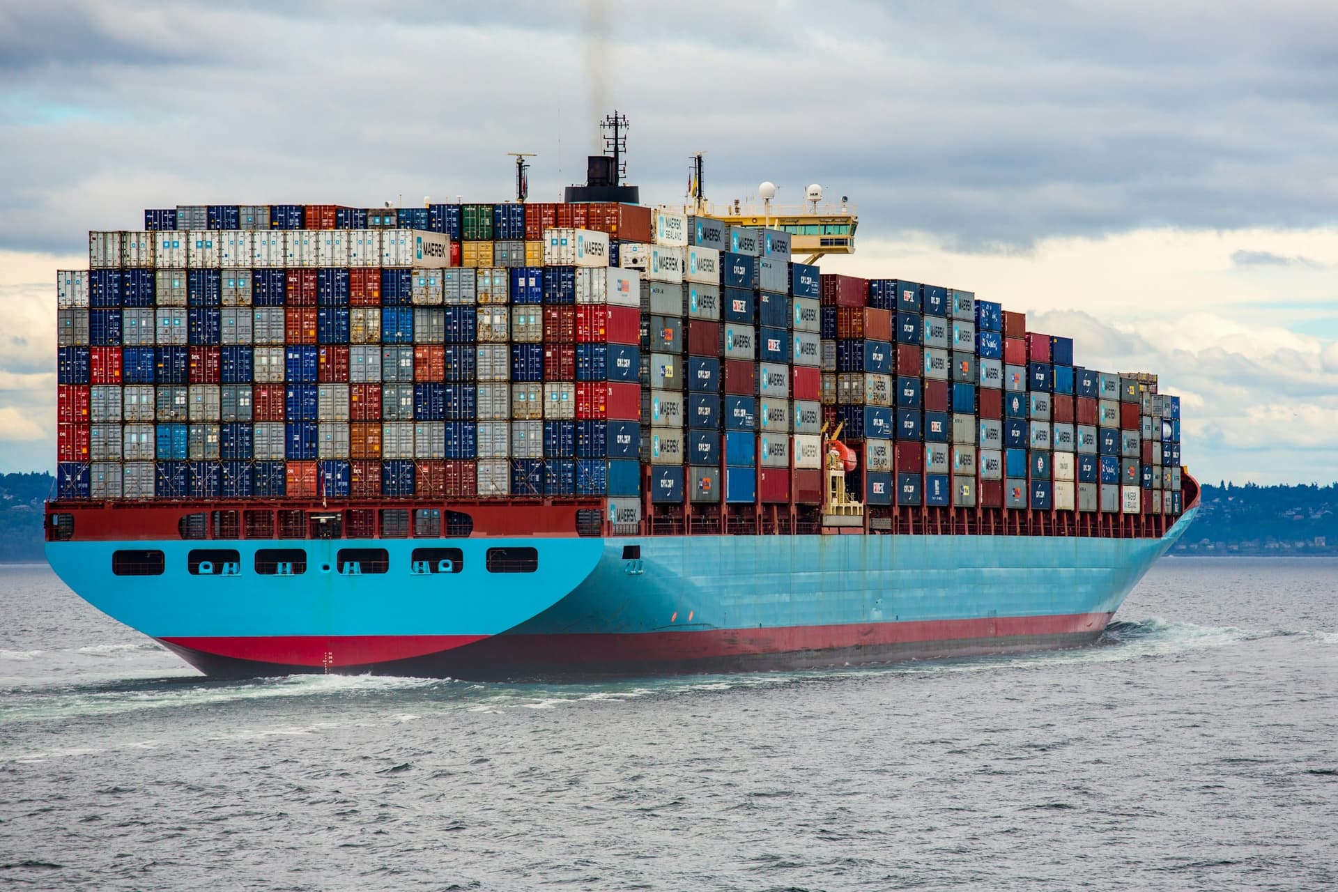 Container ship under way at sea