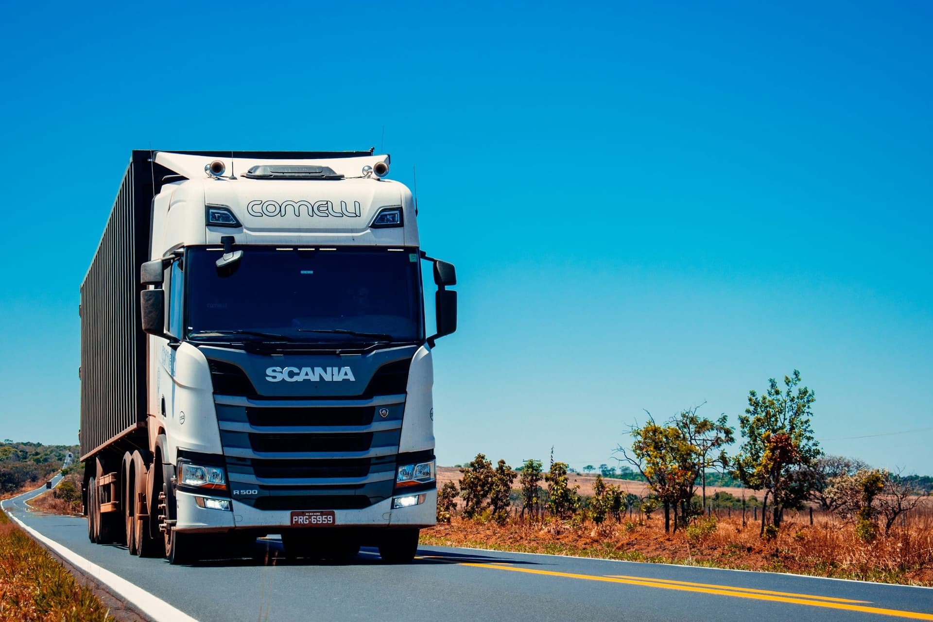 Freight truck on an open road