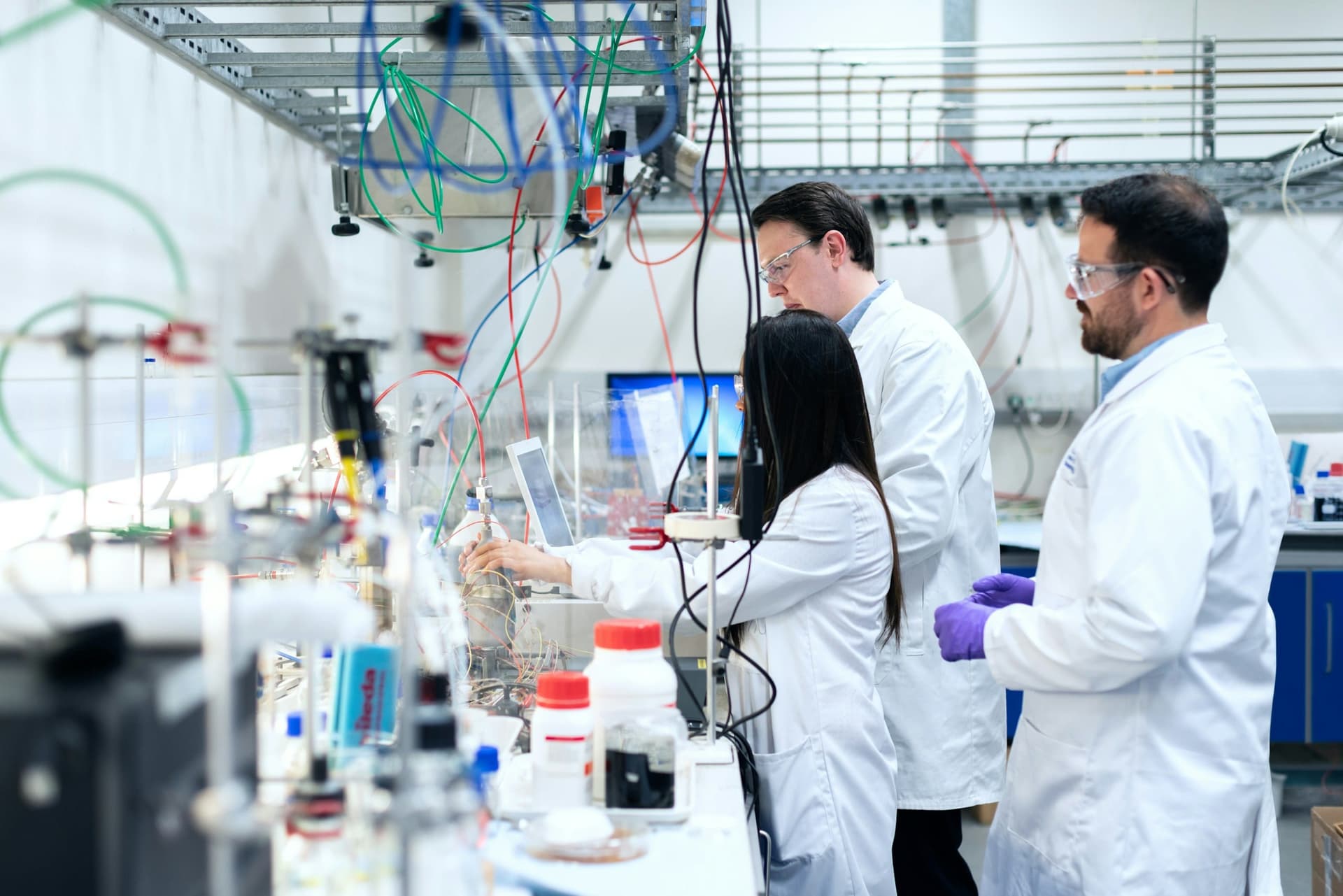 Scientists working in a chemistry laboratory